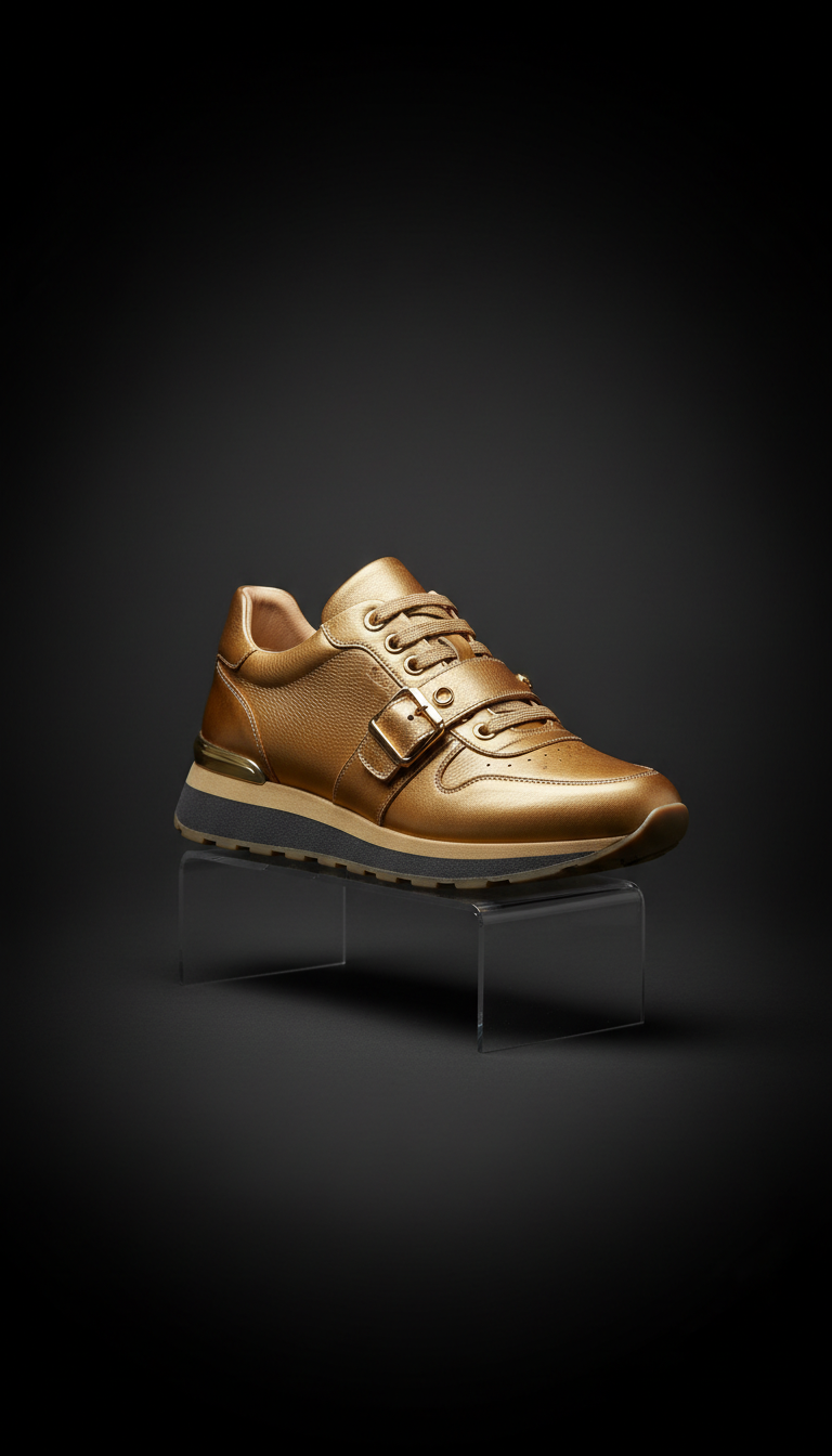 Burnished Gold-Accented Sneaker